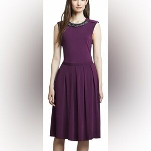 Tory Burch Eva jewel neck plum sheath dress